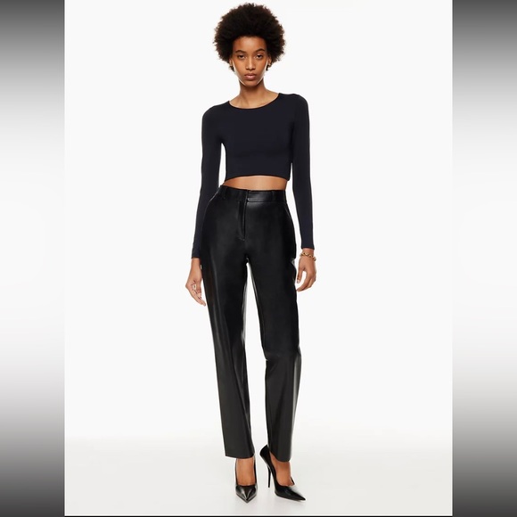 Aritzia Babaton Black Command Pant Vegan Leather Full Length - Picture 6 of 16